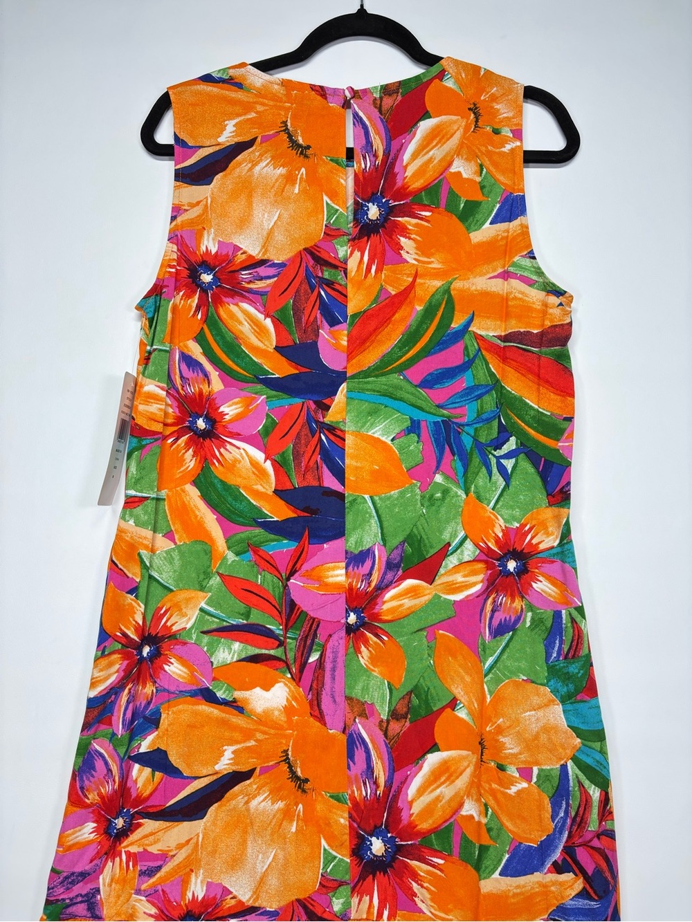 ✨MSK Women’s Sleeveless Tropical Ruffle Hem Shift Dress Size M - Picture 7 of 14